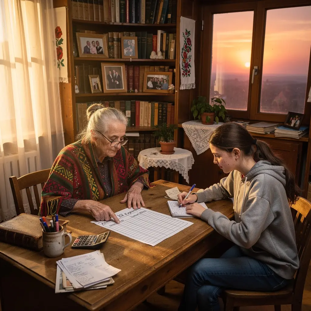 Emberi kéz, amely éppen pénzügyi célokat ír egy füzetbe.