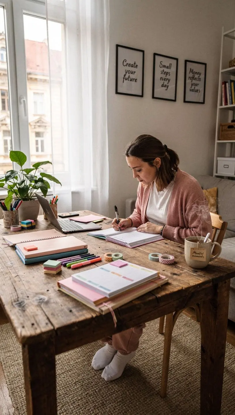 Elégedett olvasók, akik pénzügyi könyveket tanulmányoznak.